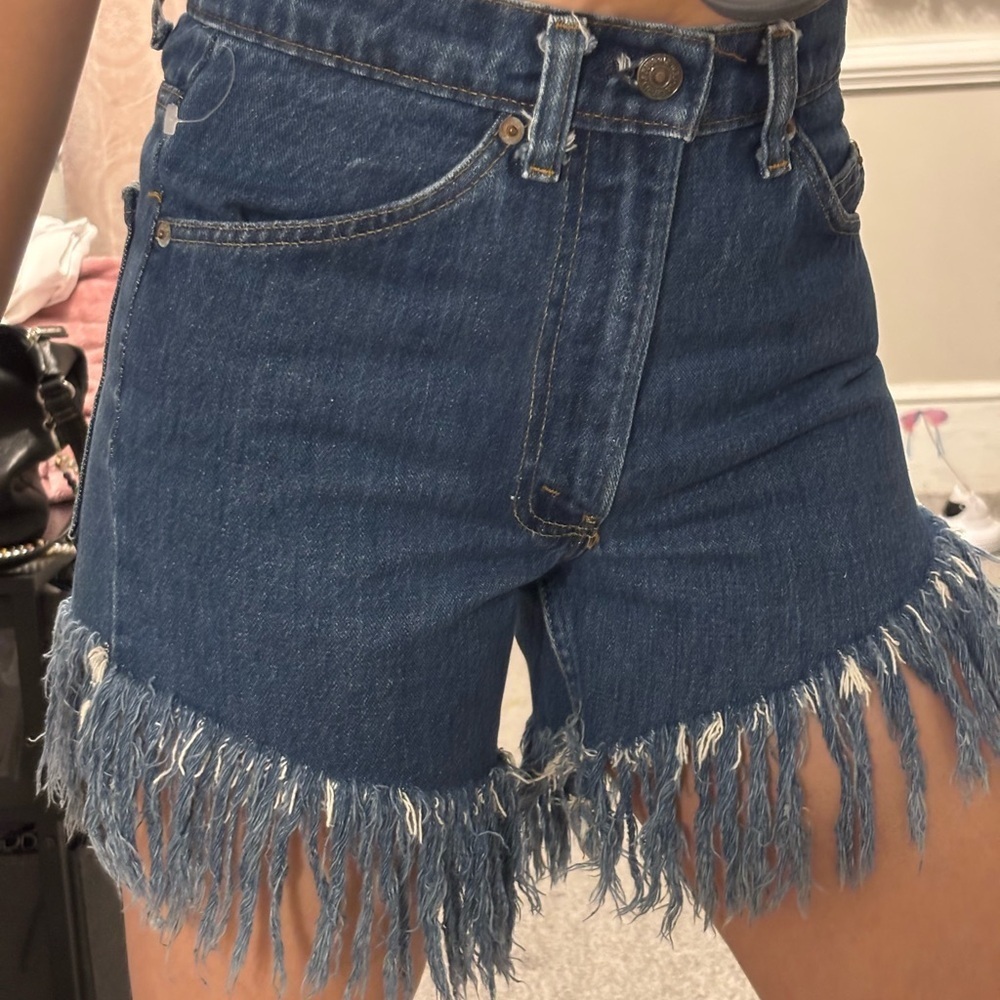 60's-80's Vintage Boho Western Denim Levis Orange Tab 30/34 Mom Shorts XS Small - Picture 4 of 10